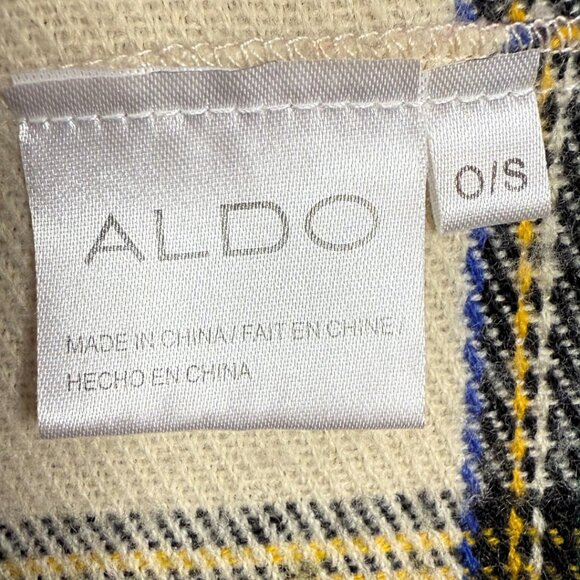 Aldo Plaid Flannel Infinity Scarf Red Cream Yellow Unisex - Picture 4 of 5